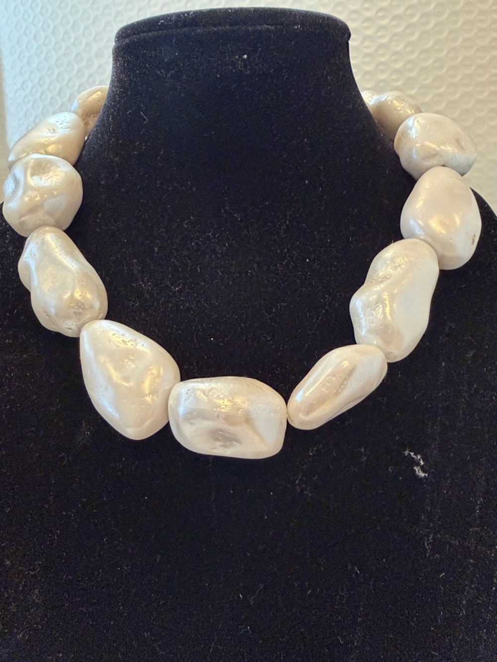 Elegant White Large Pearl Statement Necklace